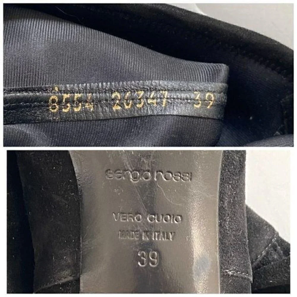 Sergio Rossi Black Stretch Suede Boots, Size EU39 - Picture 9 of 13